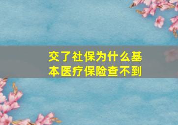 交了社保为什么基本医疗保险查不到