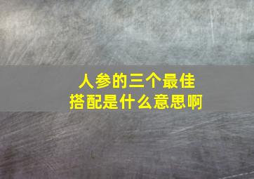 人参的三个最佳搭配是什么意思啊