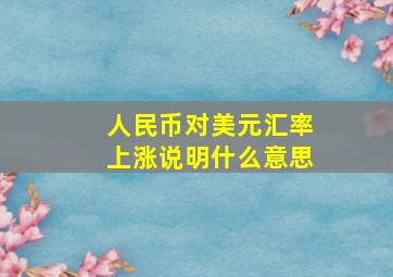 人民币对美元汇率上涨说明什么意思