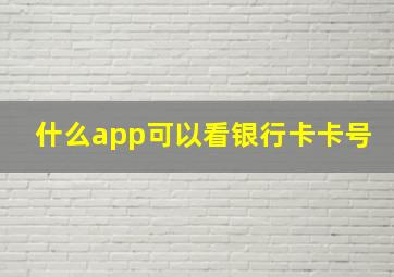 什么app可以看银行卡卡号