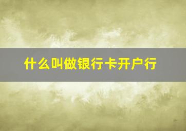 什么叫做银行卡开户行