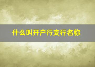 什么叫开户行支行名称