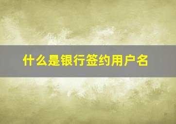 什么是银行签约用户名