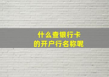 什么查银行卡的开户行名称呢