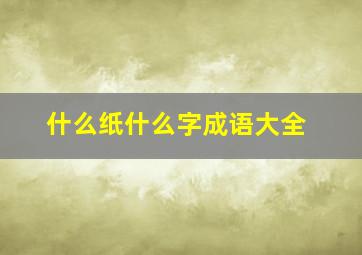 什么纸什么字成语大全