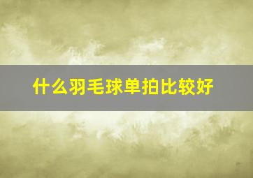 什么羽毛球单拍比较好