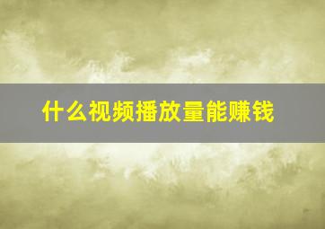 什么视频播放量能赚钱