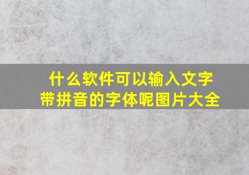 什么软件可以输入文字带拼音的字体呢图片大全