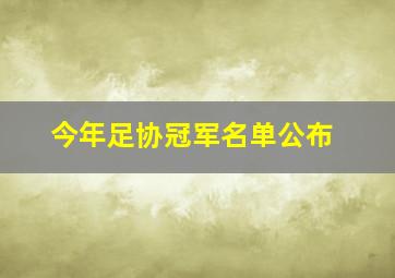 今年足协冠军名单公布