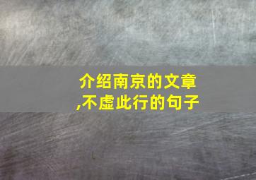 介绍南京的文章,不虚此行的句子