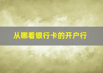 从哪看银行卡的开户行