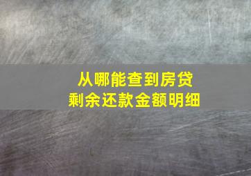 从哪能查到房贷剩余还款金额明细