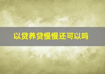 以贷养贷慢慢还可以吗