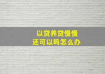 以贷养贷慢慢还可以吗怎么办