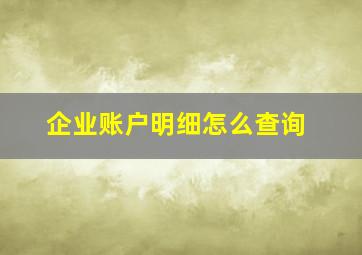 企业账户明细怎么查询