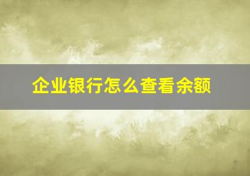 企业银行怎么查看余额