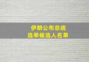 伊朗公布总统选举候选人名单