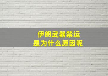 伊朗武器禁运是为什么原因呢