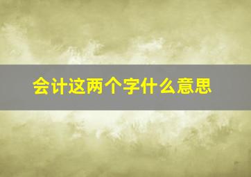 会计这两个字什么意思