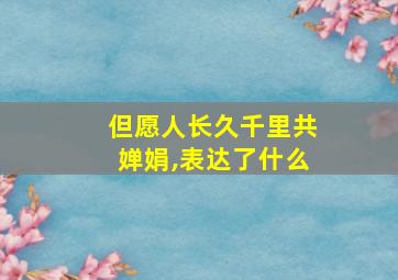 但愿人长久千里共婵娟,表达了什么