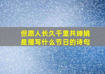 但愿人长久千里共婵娟是描写什么节日的诗句