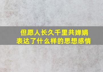 但愿人长久千里共婵娟表达了什么样的思想感情