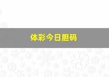 体彩今日胆码