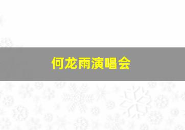 何龙雨演唱会