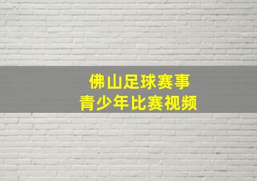 佛山足球赛事青少年比赛视频