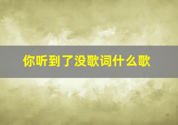 你听到了没歌词什么歌