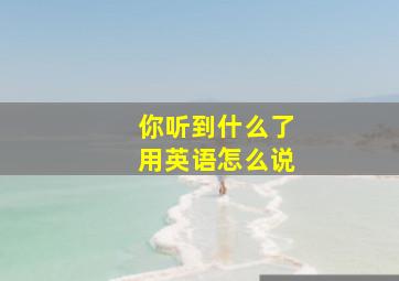 你听到什么了用英语怎么说