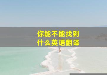 你能不能找到什么英语翻译