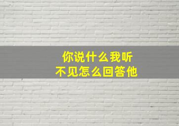 你说什么我听不见怎么回答他