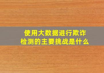 使用大数据进行欺诈检测的主要挑战是什么