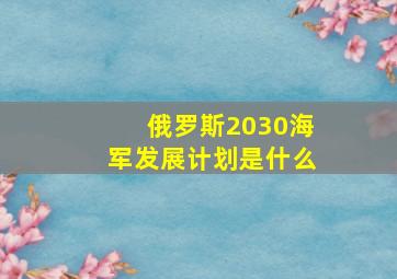 俄罗斯2030海军发展计划是什么