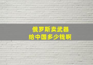 俄罗斯卖武器给中国多少钱啊