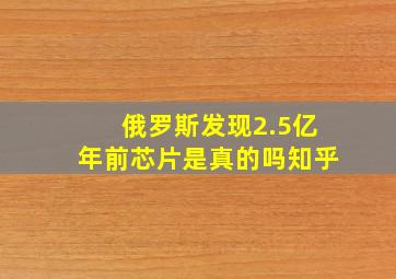 俄罗斯发现2.5亿年前芯片是真的吗知乎