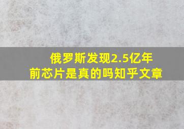 俄罗斯发现2.5亿年前芯片是真的吗知乎文章