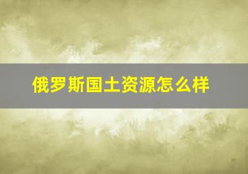 俄罗斯国土资源怎么样