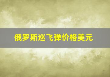 俄罗斯巡飞弹价格美元