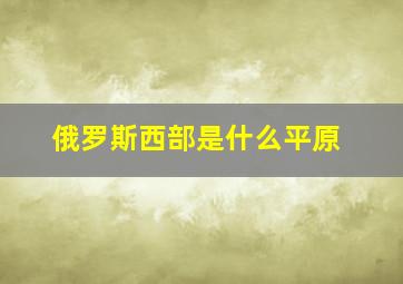 俄罗斯西部是什么平原