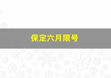 保定六月限号