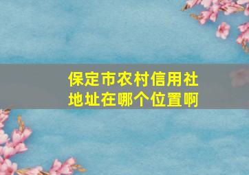 保定市农村信用社地址在哪个位置啊