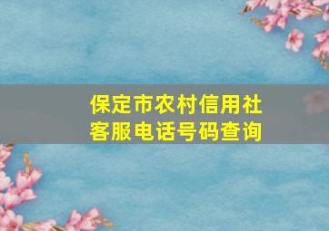 保定市农村信用社客服电话号码查询