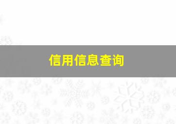 信用信息查询