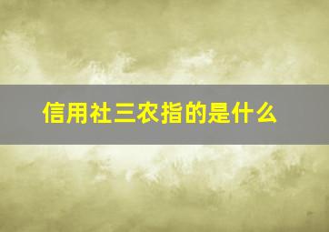 信用社三农指的是什么