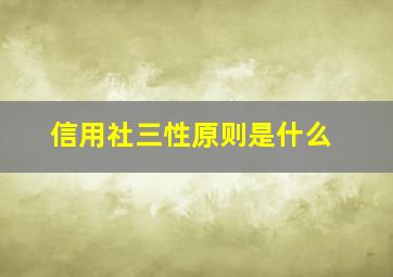 信用社三性原则是什么