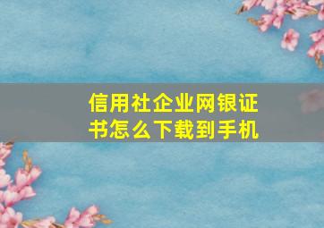 信用社企业网银证书怎么下载到手机