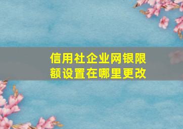 信用社企业网银限额设置在哪里更改