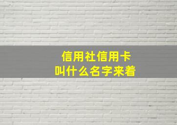 信用社信用卡叫什么名字来着